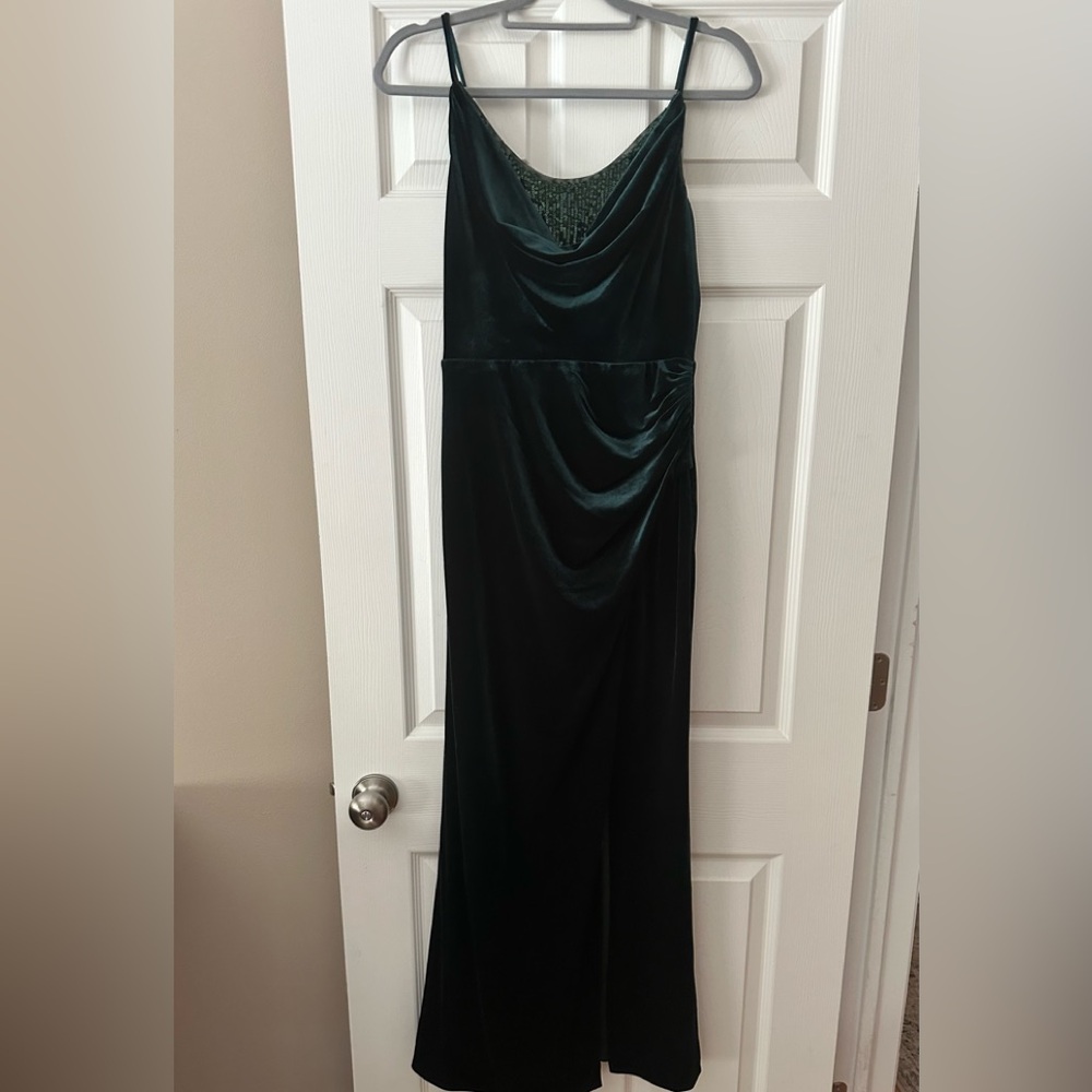 BCBGMaxAzria Dark Green Velvet Maxi Dress